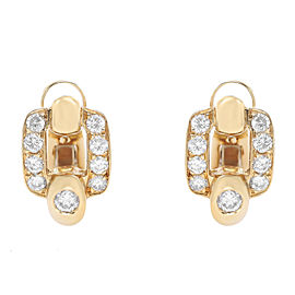 Cartier Diamond Clip Closure Stud Earrings 18K Yellow Gold