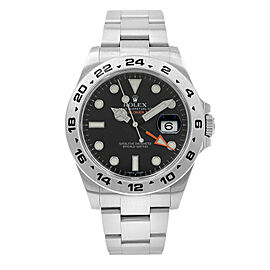 Rolex Explorer II Steel GMT Orange Hand Black Dial Automatic Men Watch