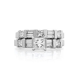 True 1.25Cttw Princess & Baguette Cut Diamond Engagement Ring Set 14K White Gold