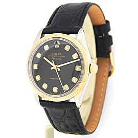 Mens Rolex Two-Tone Air-King Black Diamond 5501