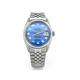Mens Rolex Steel Datejust Blue MOP Diamond 1603