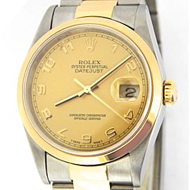 Mens Rolex Two-Tone 18K/SS Datejust Gold Champagne Arabic 16203