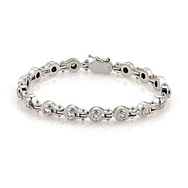 18k White Gold Horseshoe 1.60ct Diamond Fancy Link Bracelet