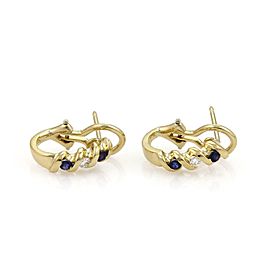 Tiffany & Co. Diamond & Sapphire 18k Yellow Gold Fancy Post Clip Earrings