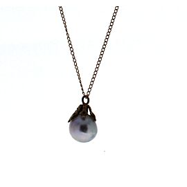 Yellow Gold Necklace with Tahitian Round Pearl