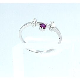 18k White Gold Diamond Ruby Ladies Ring Band Size 6