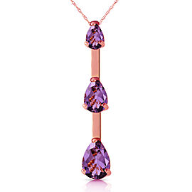 14K Solid Rose Gold Necklace with Natural Purple Amethyst