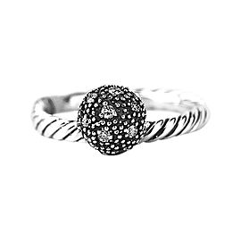 David Yurman 925 Sterling Silver White Diamond Ball Stack Ring Size 5, 6 & 7