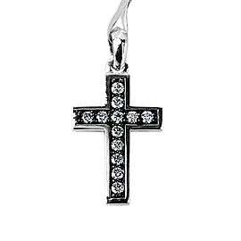 David Yurman 925 Sterling Silver Chevron Cross White Diamonds Chain Necklace