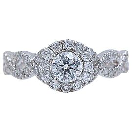Neil Lane Round Diamond Halo 1.00 tcw Twist Band Engagement Ring 14kt White Gold
