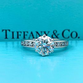 Tiffany & Co Round G VS2 1.91 tcw Channel Set Diamond Band Engagement Ring Plat