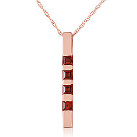 14K Solid Rose Gold Necklace Bar with Natural Garnets