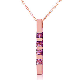 14K Solid Rose Gold Necklace Bar with Natural Purple Amethysts