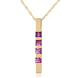 0.35 CTW 14K Solid Gold Necklace Bar Natural Purple Amethyst