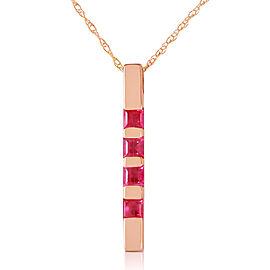 14K Solid Rose Gold Necklace Bar with Natural Ruby