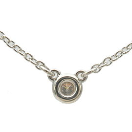 Auth Tiffany&Co. By the Yard 1P Diamond Necklace 0.03ct SV925 Silver Used F/S