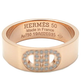 Authentic HERMES H Dunkle Diamond Ring K18PG Rose Gold #50 US5-5.5 EU50 Used F/S