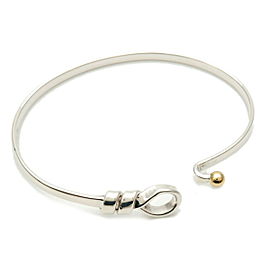 Auth Tiffany&Co. Love Knot Bracelet Bangle Silver925 750YG Yellow Gold Used F/S