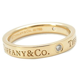 Authentic Tiffany&Co. Flat Band 3P Diamond Ring K18YG US4.5-5 EU49 Used F/S
