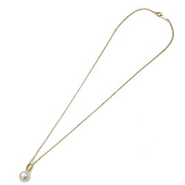 Authentic MIKIMOTO Pearl 7.3mm Diamond Necklace K18YG 750 Yellow Gold Used F/S