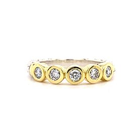 LAGOS 18k Sterling Silver Caviar 5-Diamond Stacking Ring 0.50 tcw