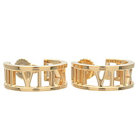Authentic Tiffany&Co. Atlas Open Hoop Earrings K18 750 Yellow Gold Used F/S
