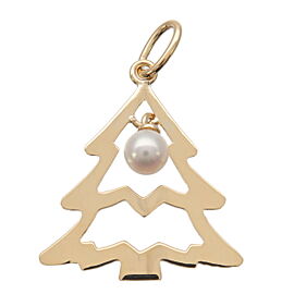 Auth MIKIMOTO Tree Motif Pearl 3.6mm Pendant Top Charm