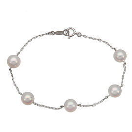 Authentic MIKIMOTO 5P Pearl Bracelet K18WG 750WG White Gold