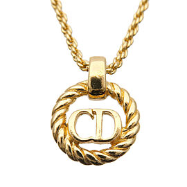Authentic Christian Dior CD Logo Necklace Penadant