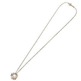 Authentic MIKIMOTO 3P Pearl Diamond Necklace K18YG 750YG Yellow Gold Used F/S