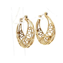 Fine Estate 14k Yellow Gold Ornate Basket Earrings