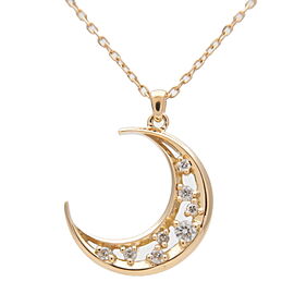 Moon Shaped Diamond Necklace Yellow Gold