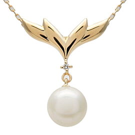 MIKIMOTO Pearl Diamond Necklace Yellow Gold