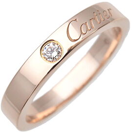 Authentic Cartier Engraved 1P Diamond Ring Rose Gold