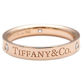 Auth Tiffany&Co. Flat Band Ring 3P Diamond K18 Rose Gold