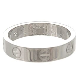 Cartier Mini Love Ring 1P Diamond K18WG 750WG White Gold #50 Used F/S