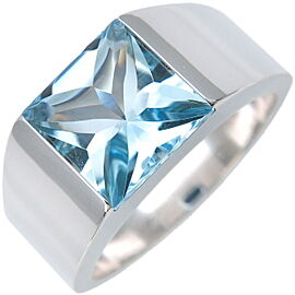 Cartier Tank Ring 1P Aquamarine K18WG White Gold