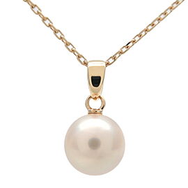 MIKIMOTO Pearl Charm Necklace K14 YG Yellow Gold
