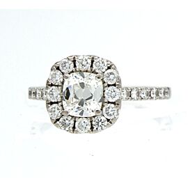 18k White Gold 1.01 Carat Cushion Brilliant Natural Diamond Ring Size 6 GIA