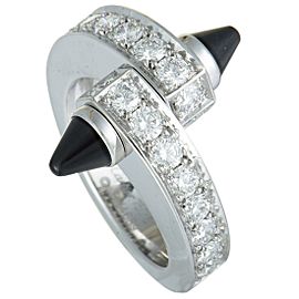 Cartier Menotte 18K White Gold Diamond Pave and Onyx Ring