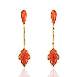 Kabana 14K Yellow Gold Orange Stone Earrings