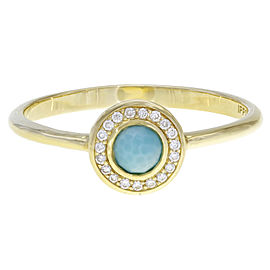 Ippolita Lollipop 18K Yellow Gold with Diamond and Turquoise Halo Ring Size 7