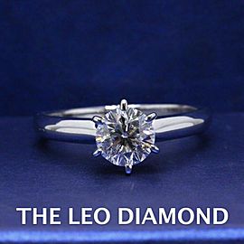 Leo Diamond Engagement Ring Round 0.97 ct F SI2 14k White Gold $8,600 Value