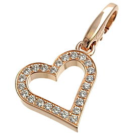 Authentic Cartier Heart Diamond Charm K18PG 750PG Rose Gold Used F/S
