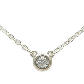 Auth Tiffany&Co. By the Yard 1P Diamond Necklace 0.03ct SV925 Silver Used F/S