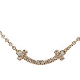 Auth Tiffany&Co. Tiffany T Smile Micro Diamond Necklace K18 Rose Gold Used F/S
