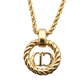 Authentic Christian Dior CD Logo Necklace Penadant Gold Used F/S