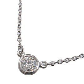 Authentic Tiffany&Co. By the Yard 1P Diamond Necklace 0.14ct Platinum Used F/S