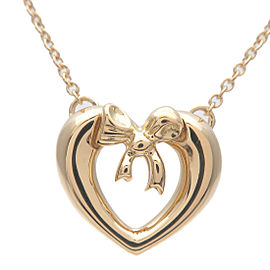 Authentic Tiffany&Co. Heart Ribbon Necklace K18YG 750YG Yellow Gold Used F/S