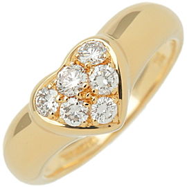 Authentic Tiffany&Co. Heart Pave 6P Diamond Ring K18 750YG US5.5 EU51 Used F/S